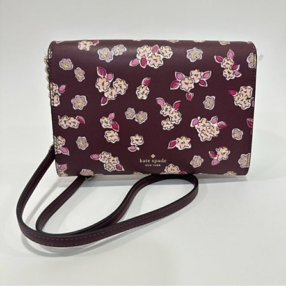 Kate Spade Tinsel Flap Crossbody Clutch Bag with Floral Print - Picture 9 of 14